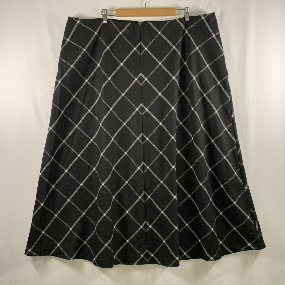 Womens Bias Windowpane Plaid Full Maxi Skirt Size 22W Old Money Parisian Lined